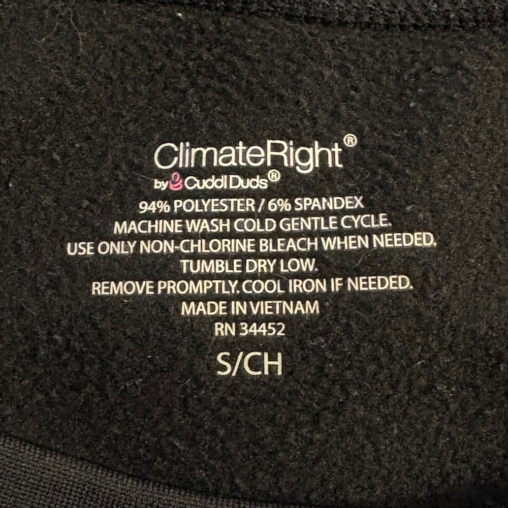 ClimateRight by‎ Cuddl Duds Black Long Sleeve Top Thumb Hole Small Warm Winter - Picture 8 of 11